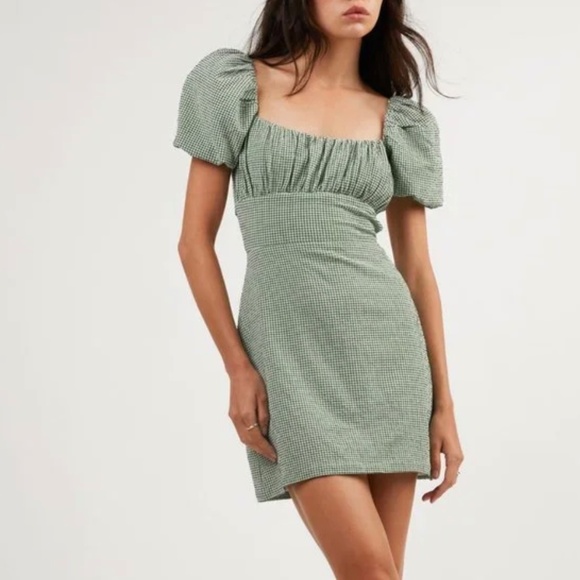 Oak + Fort Gingham puff sleeve mini dress - Picture 5 of 5